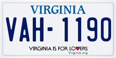 VA license plate VAH1190