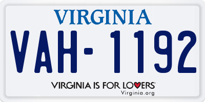 VA license plate VAH1192