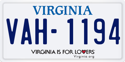VA license plate VAH1194