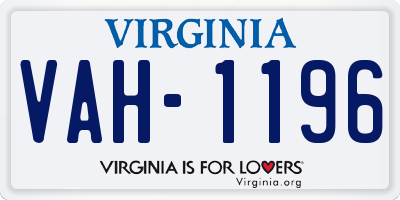 VA license plate VAH1196