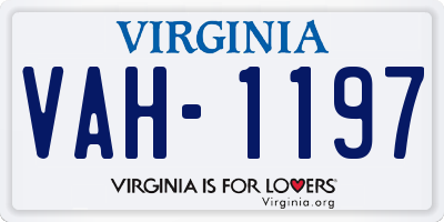 VA license plate VAH1197