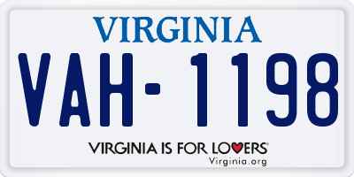 VA license plate VAH1198