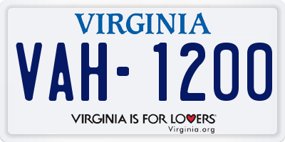 VA license plate VAH1200