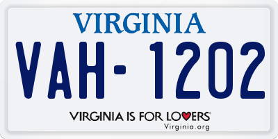 VA license plate VAH1202