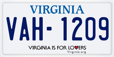 VA license plate VAH1209