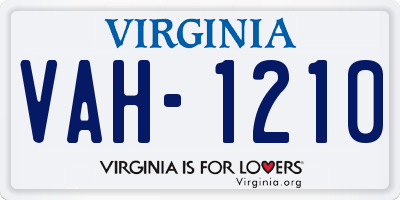 VA license plate VAH1210