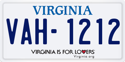VA license plate VAH1212