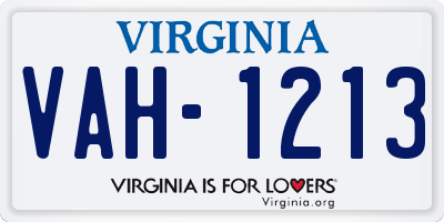 VA license plate VAH1213