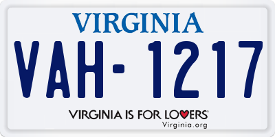 VA license plate VAH1217