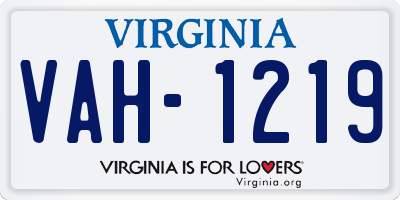 VA license plate VAH1219
