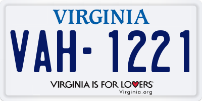 VA license plate VAH1221