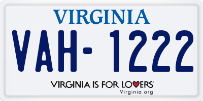 VA license plate VAH1222