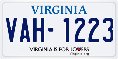 VA license plate VAH1223