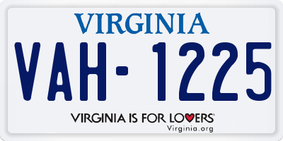 VA license plate VAH1225