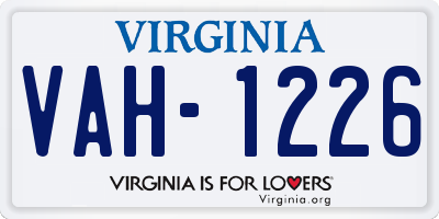VA license plate VAH1226