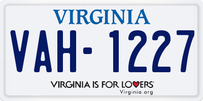 VA license plate VAH1227