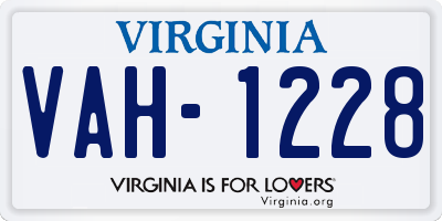 VA license plate VAH1228