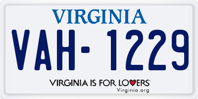VA license plate VAH1229