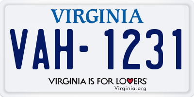 VA license plate VAH1231
