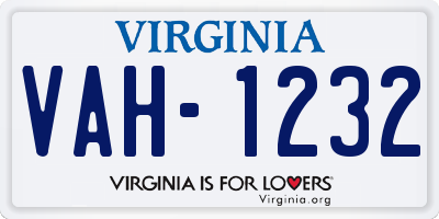 VA license plate VAH1232