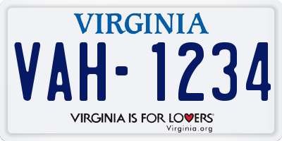 VA license plate VAH1234