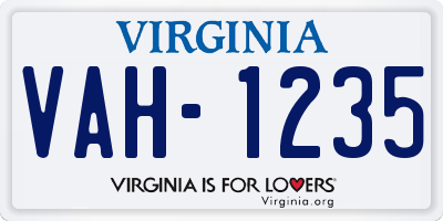 VA license plate VAH1235