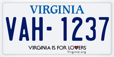 VA license plate VAH1237