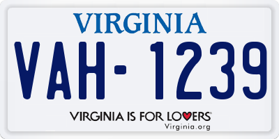 VA license plate VAH1239