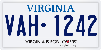 VA license plate VAH1242