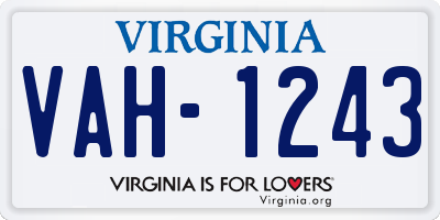 VA license plate VAH1243