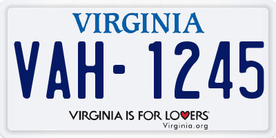 VA license plate VAH1245