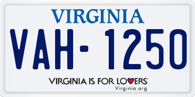 VA license plate VAH1250