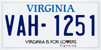VA license plate VAH1251