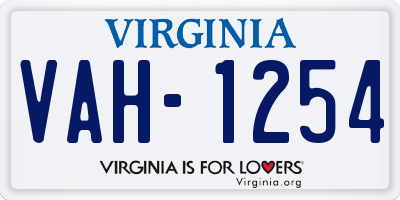 VA license plate VAH1254
