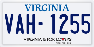 VA license plate VAH1255
