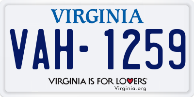 VA license plate VAH1259