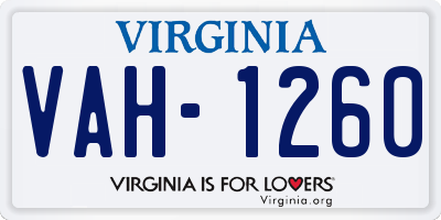 VA license plate VAH1260