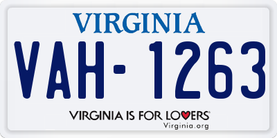 VA license plate VAH1263