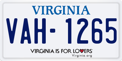 VA license plate VAH1265
