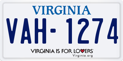 VA license plate VAH1274