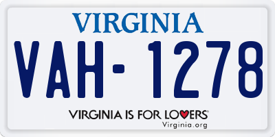VA license plate VAH1278