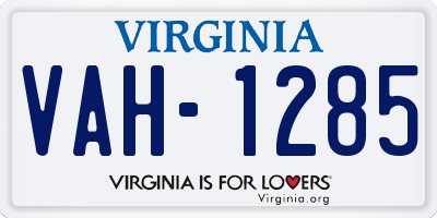 VA license plate VAH1285
