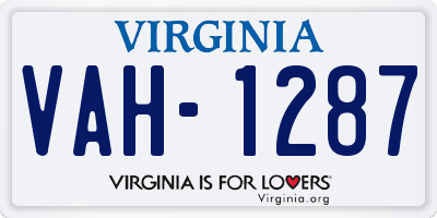 VA license plate VAH1287