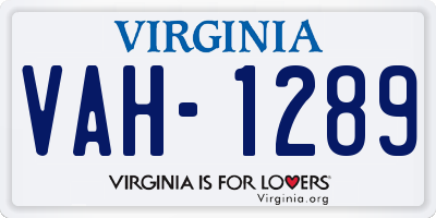VA license plate VAH1289