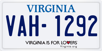 VA license plate VAH1292