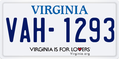VA license plate VAH1293
