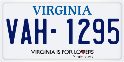 VA license plate VAH1295
