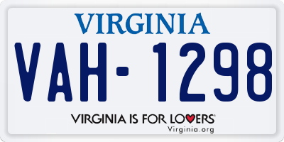 VA license plate VAH1298