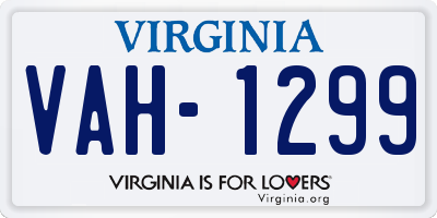 VA license plate VAH1299