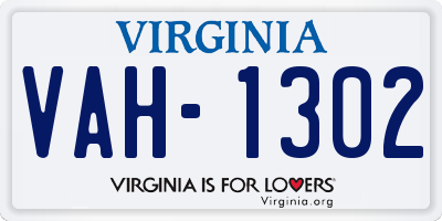VA license plate VAH1302